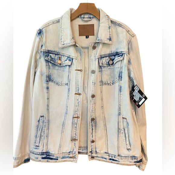 BBJ L.A. Sz M NWT Urban Wear Blue LightWash The Future is Ours Denim Jacket - Picture 2 of 7